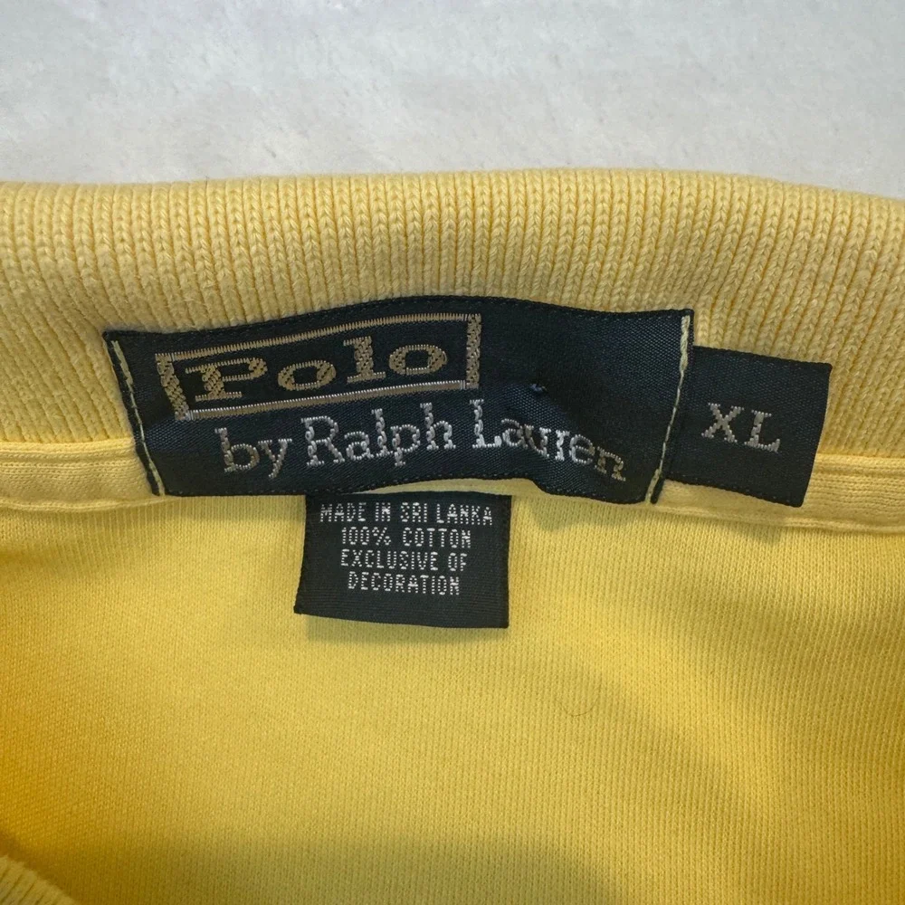 Polo Ralph Lauren Mens XL Yellow Short Sleeve Cotton Pique Pony Logo Polo Shirt